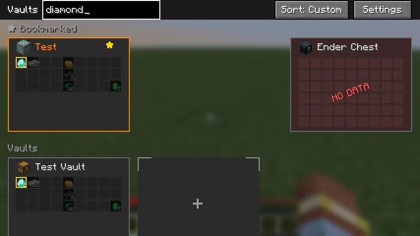 Private Vault Overview gallery with a search for diamond outlining the matches in each vault