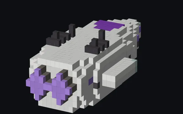 A generated white and purple Minecraft spaceship